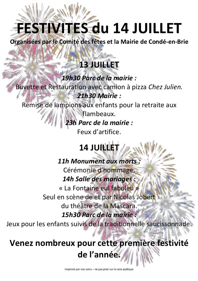 Festivités du 14 Juillet 2021 à Condé