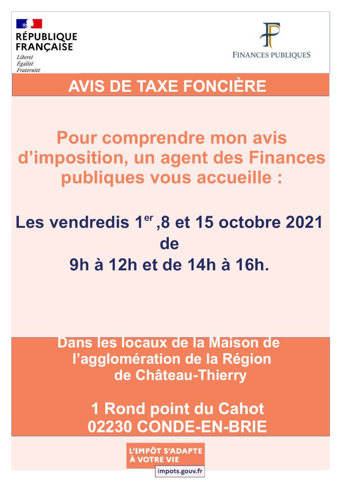 Permanences 2021 DDFIP avis de taxe foncière