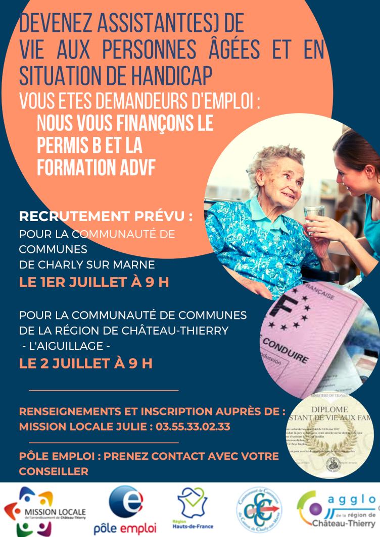 Recrutement d'assistants.es de vie aux familles Château-Thierry et Charly-sur-Marne 2021