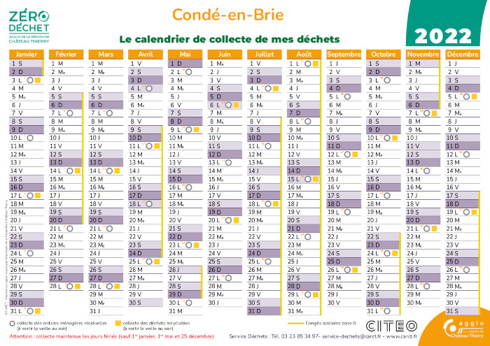 Calendrier dechets Conde